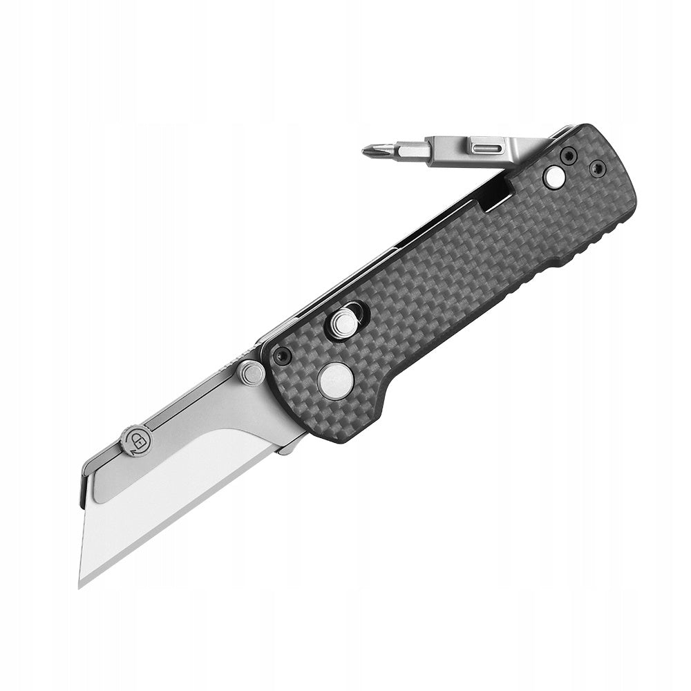 Nóż EDC Oknife z wymiennym ostrzem SK5 i śrubokrętem bit-driver G10 Carbon