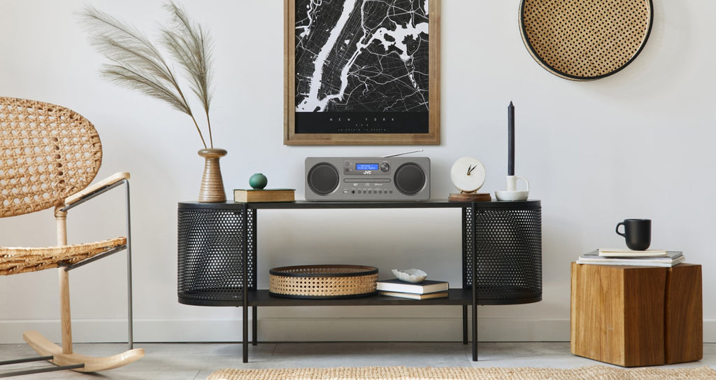 Odtwarzacz JVC Zestaw All In One wieża radio DAB+ Bluetooth AUX USB pilot