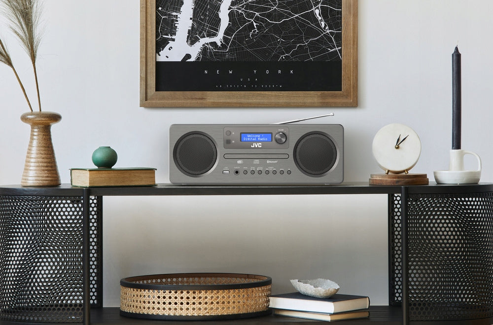 Odtwarzacz JVC Zestaw All In One wieża radio DAB+ Bluetooth AUX USB pilot