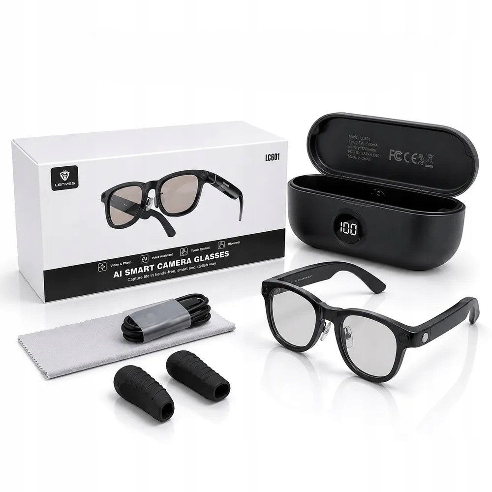 Okulary Smart LENYES LG01 kamera wbudowana Bluetooth 5.3 4GB etui ładujące