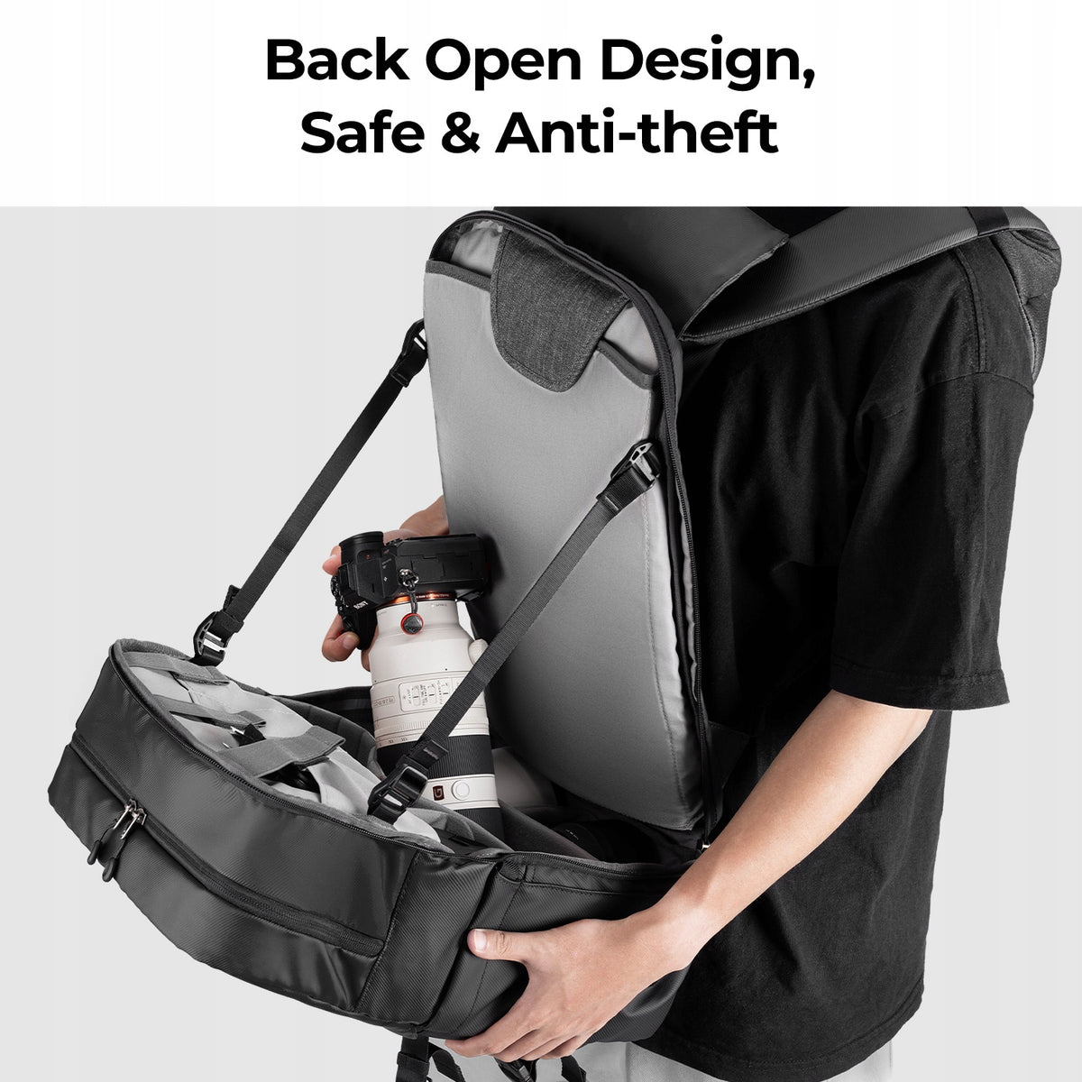 Plecak fotograficzny na aparat 20L k&f Concept Beta V6 czarny pojemny