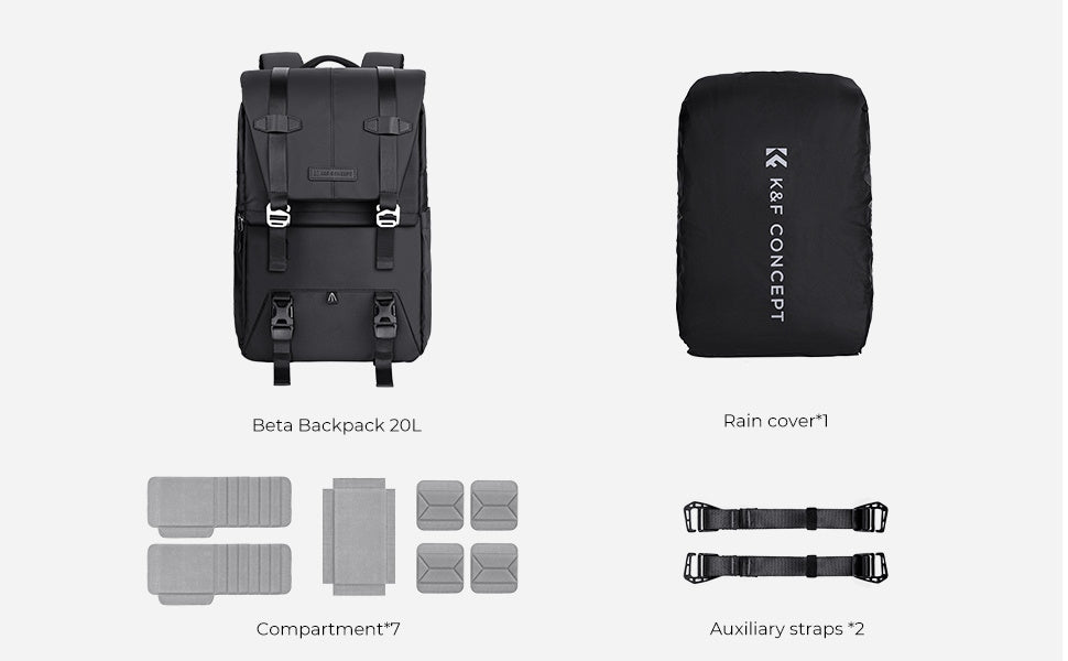 Plecak fotograficzny na aparat 20L k&f Concept Beta V6 czarny pojemny