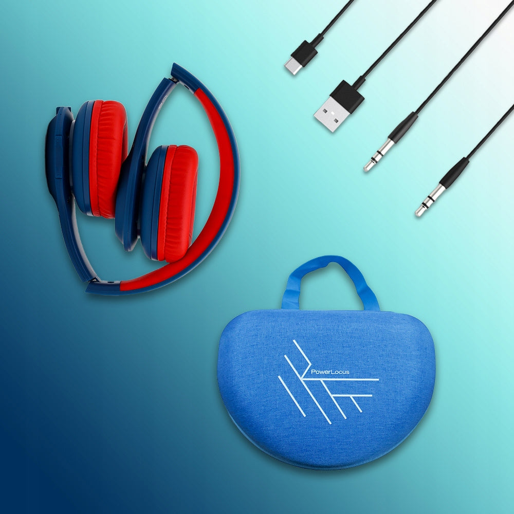 PowerLocus pled BlueRed Bezprzewodowe Słuchawki Bluetooth dla dzieci z LED