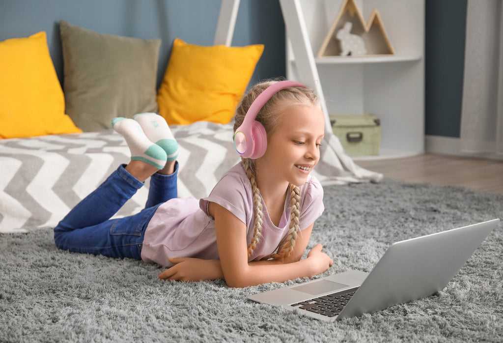 PowerLocus pled pink Bezprzewodowe Słuchawki Bluetooth dla dzieci z LED