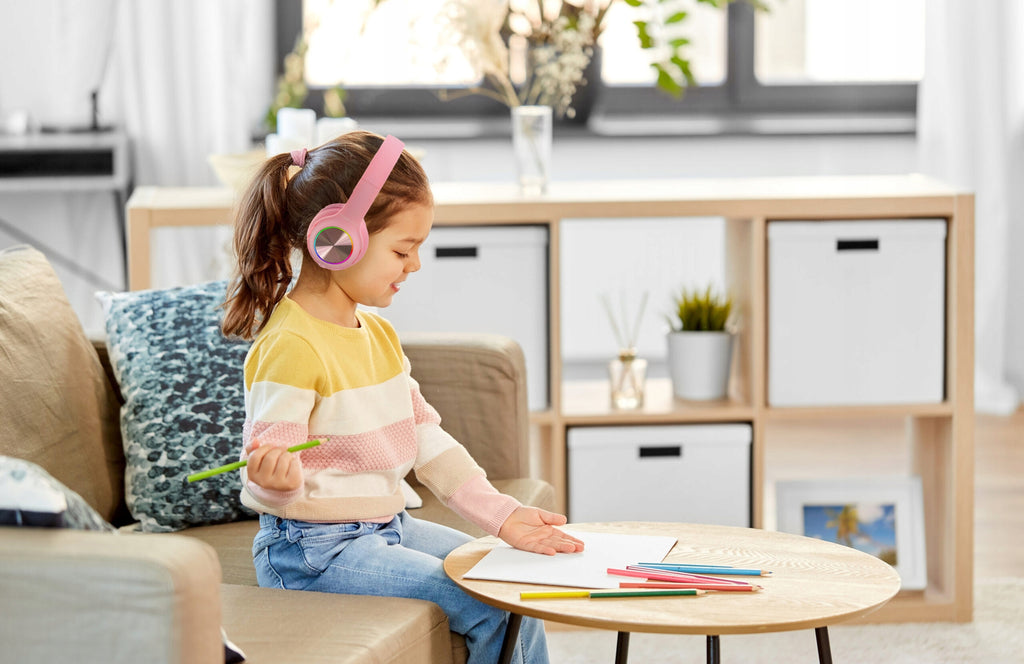 PowerLocus pled pink Bezprzewodowe Słuchawki Bluetooth dla dzieci z LED