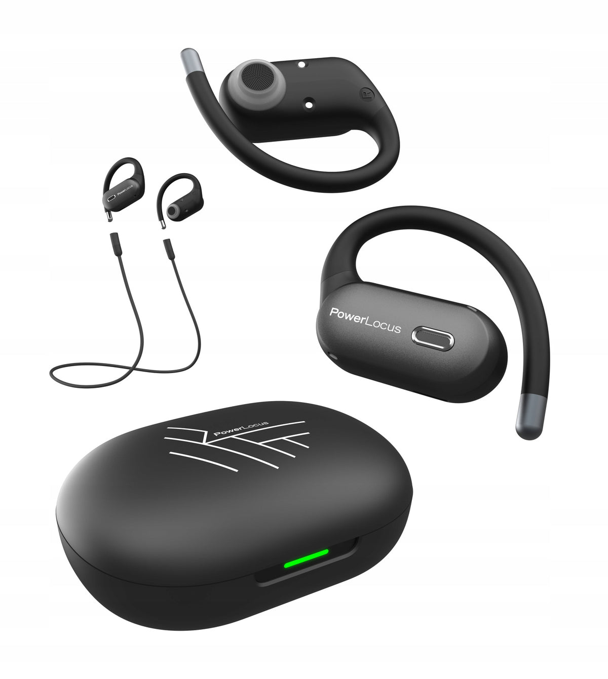 PowerLocus Słuchawki Bluetooth Otwarte Move 30h Mikfrofony AI