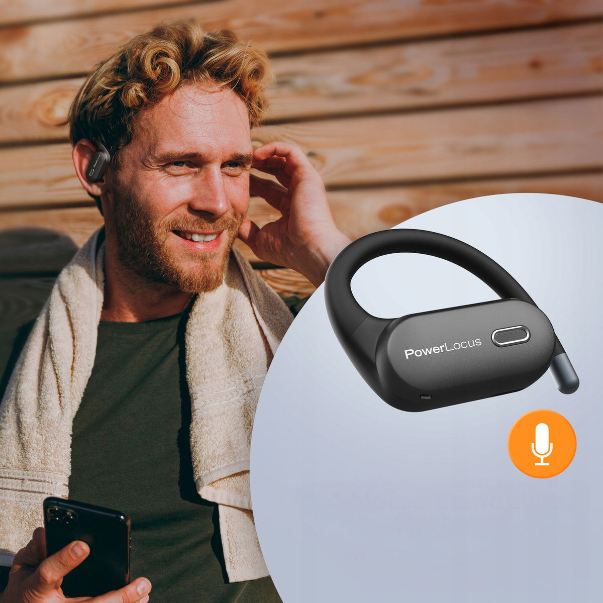 PowerLocus Słuchawki Bluetooth Otwarte Move 30h Mikfrofony AI