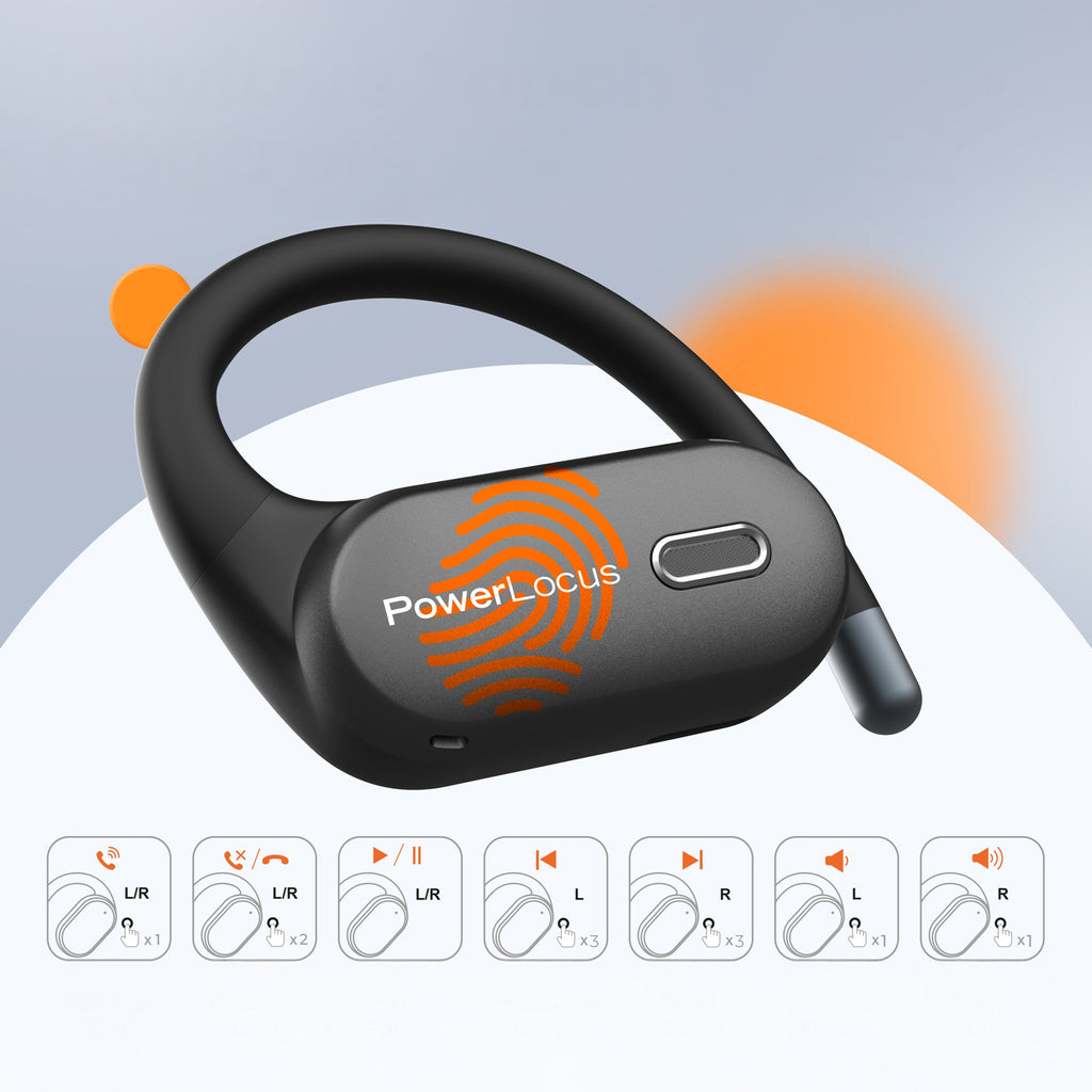 PowerLocus Słuchawki Bluetooth Otwarte Move 30h Mikfrofony AI