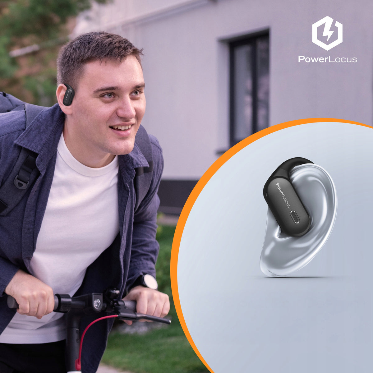 PowerLocus Słuchawki Bluetooth Otwarte Move 30h Mikfrofony AI