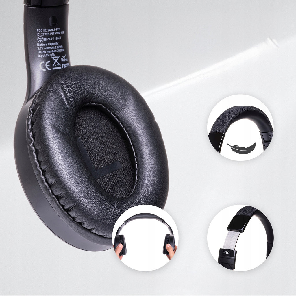 PowerLocus Słuchawki Bluetooth P19 4 tryby eq 60 godzin składane z etui
