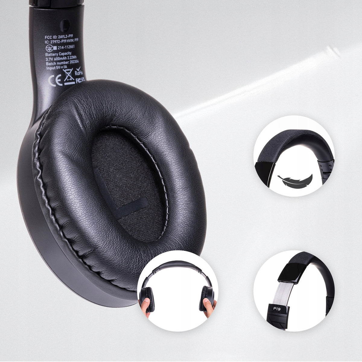 PowerLocus Słuchawki Bluetooth P19 4 tryby eq 60 godzin składane z etui