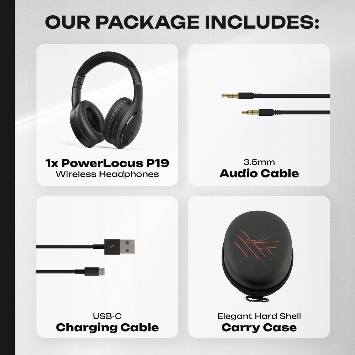 PowerLocus Słuchawki Bluetooth P19 4 tryby eq 60 godzin składane z etui