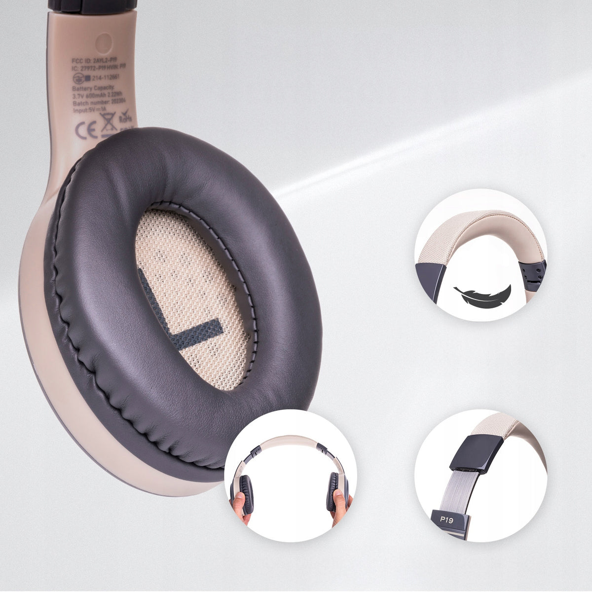 PowerLocus Słuchawki Bluetooth P19 4 tryby eq 60 godzin składane z etui
