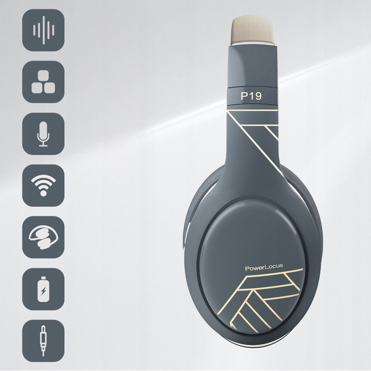 PowerLocus Słuchawki Bluetooth P19 4 tryby eq 60 godzin składane z etui