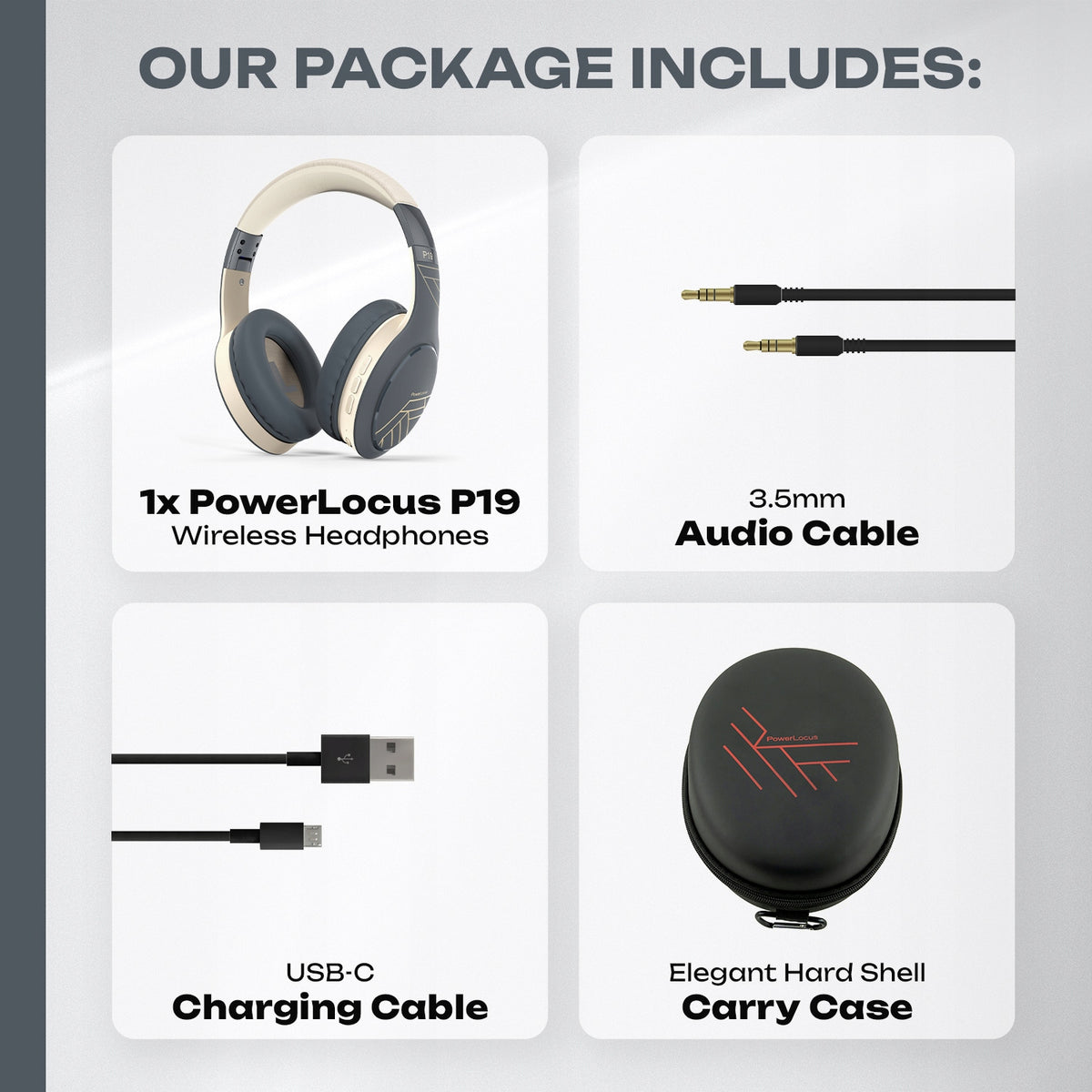 PowerLocus Słuchawki Bluetooth P19 4 tryby eq 60 godzin składane z etui