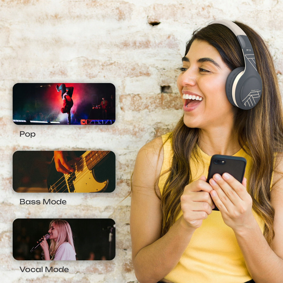 PowerLocus Słuchawki Bluetooth P19 4 tryby eq 60 godzin składane z etui