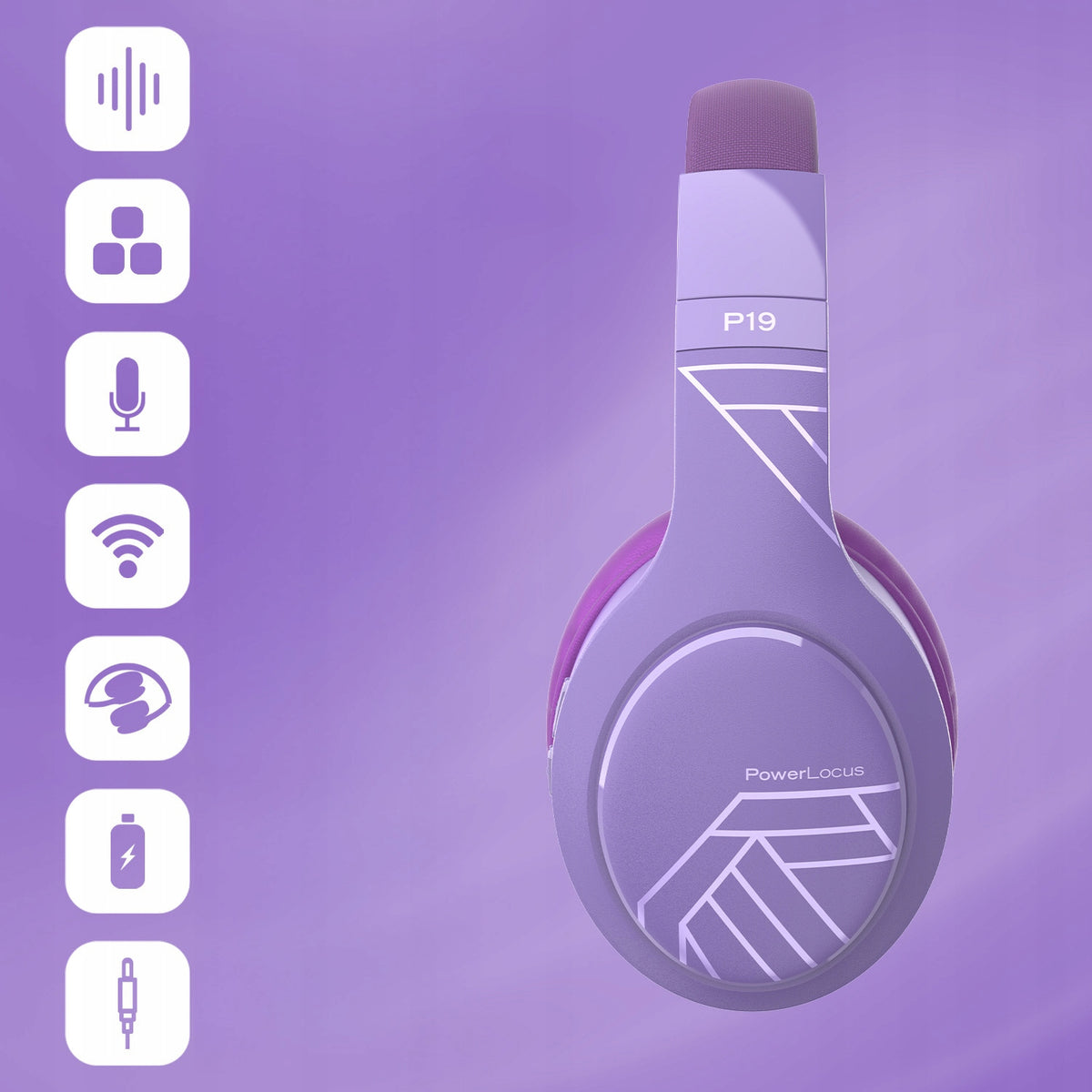 PowerLocus Słuchawki Bluetooth P19 4 tryby eq 60 godzin składane z etui