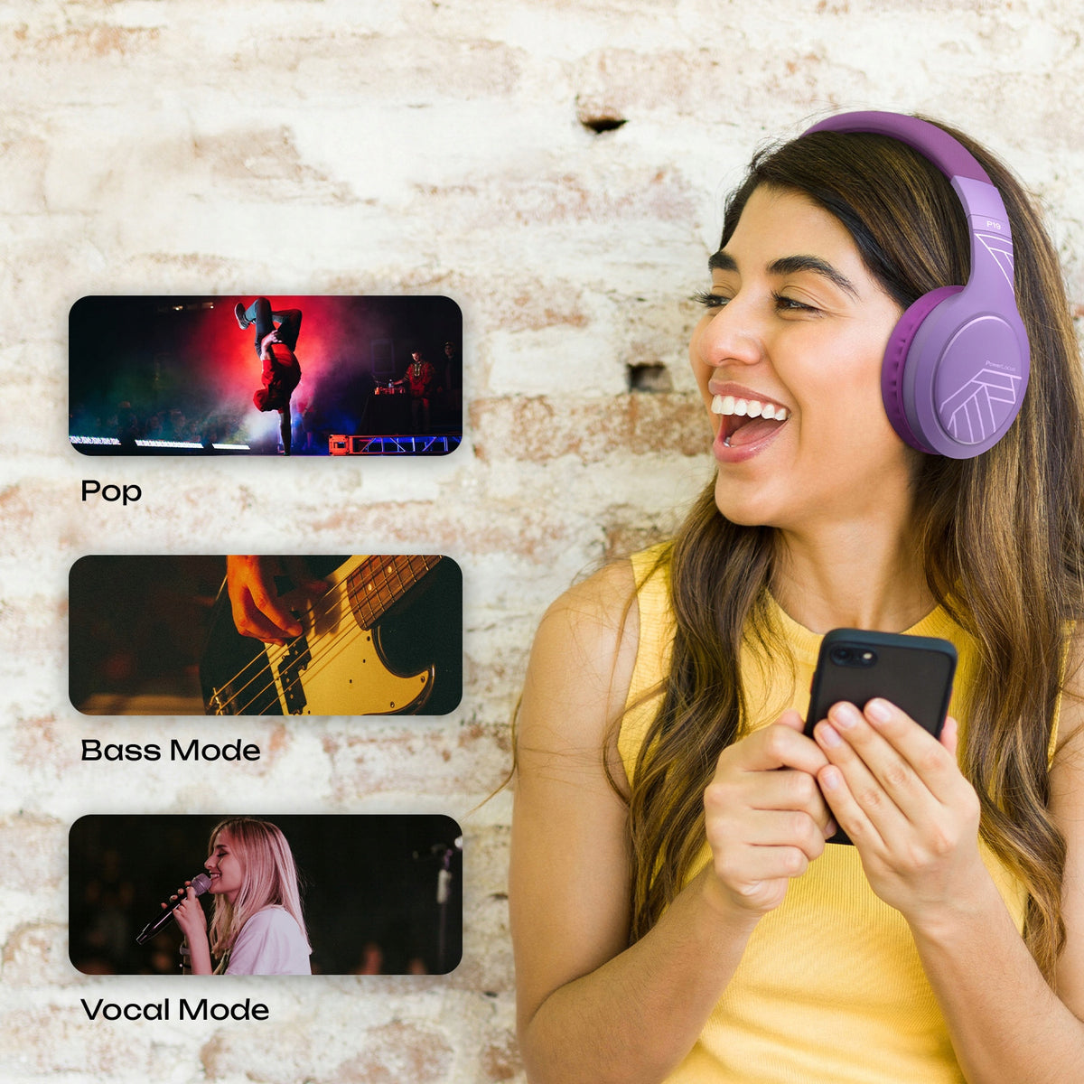 PowerLocus Słuchawki Bluetooth P19 4 tryby eq 60 godzin składane z etui