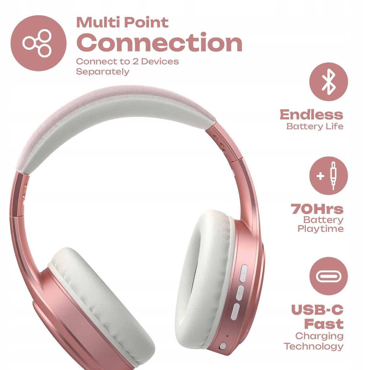 PowerLocus Słuchawki Bluetooth P19 4 tryby eq 60 godzin składane z etui