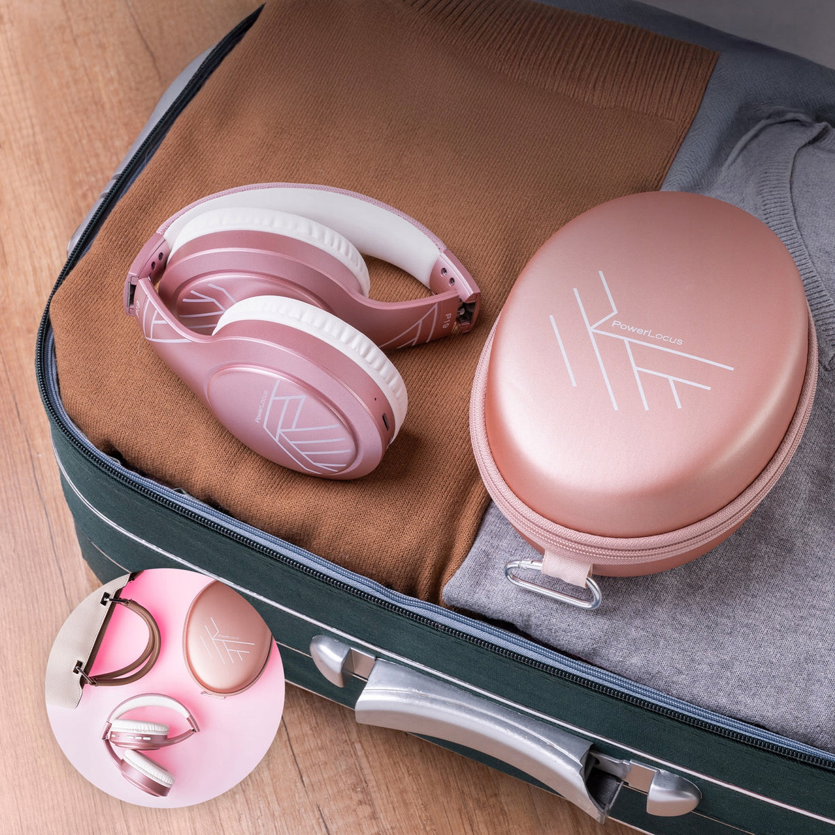 PowerLocus Słuchawki Bluetooth P19 4 tryby eq 60 godzin składane z etui