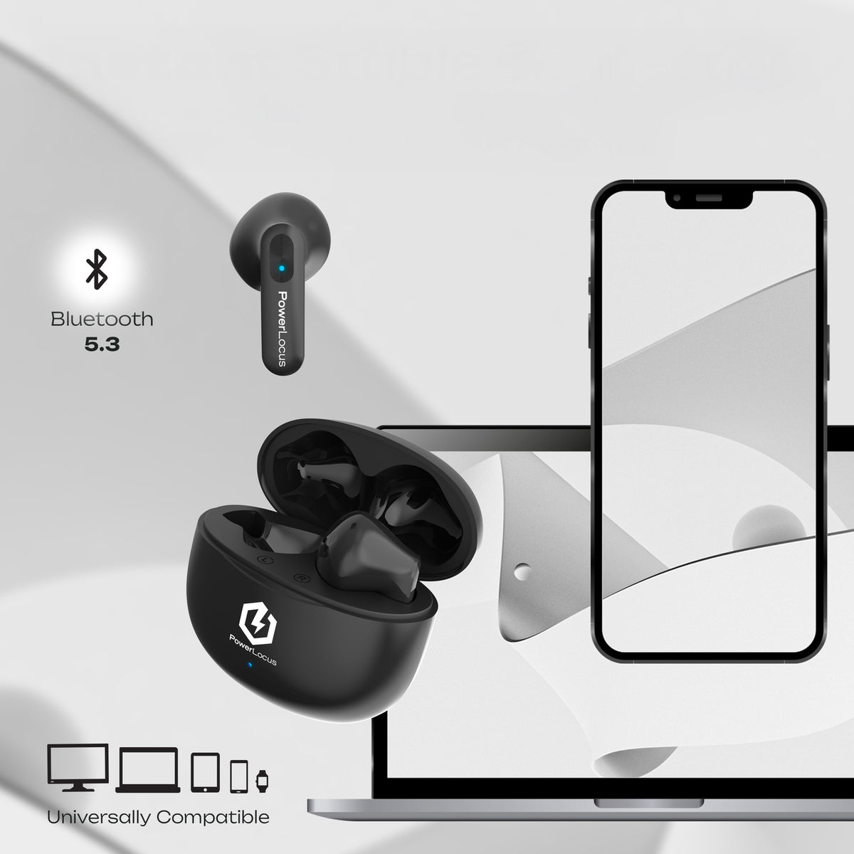 PowerLocus Vibe Słuchawki Douszne Bluetooth z 4 Mikrofonami ENC - 25h pracy
