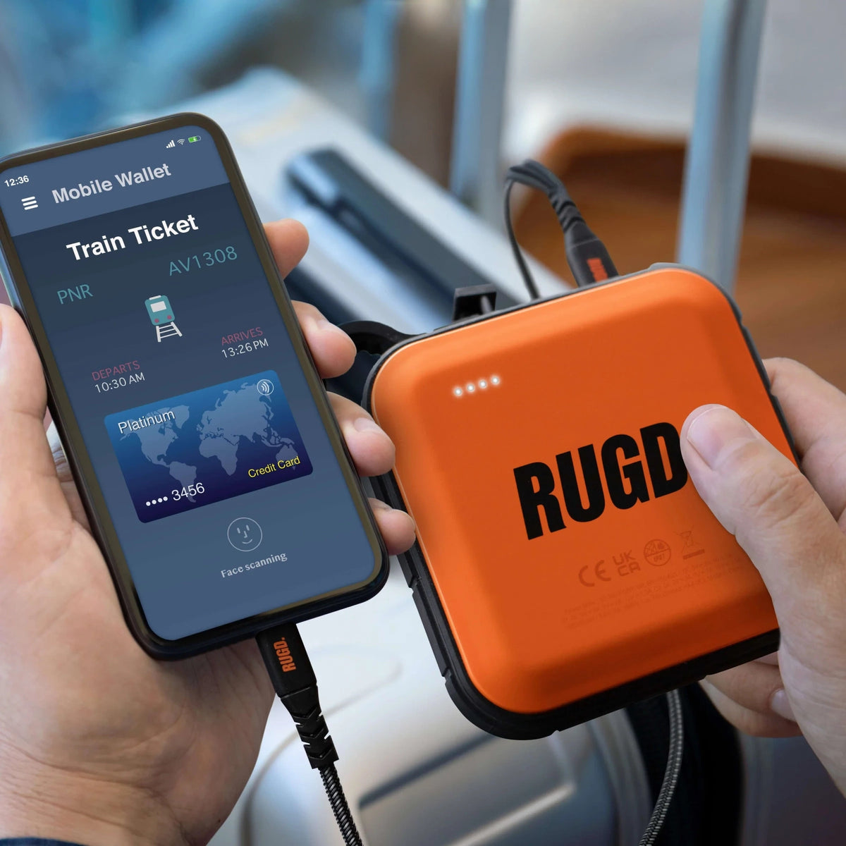 Powerbank rugd Power Brick 18W + latarka 1300lm + SOS IP67 z karabińczykiem