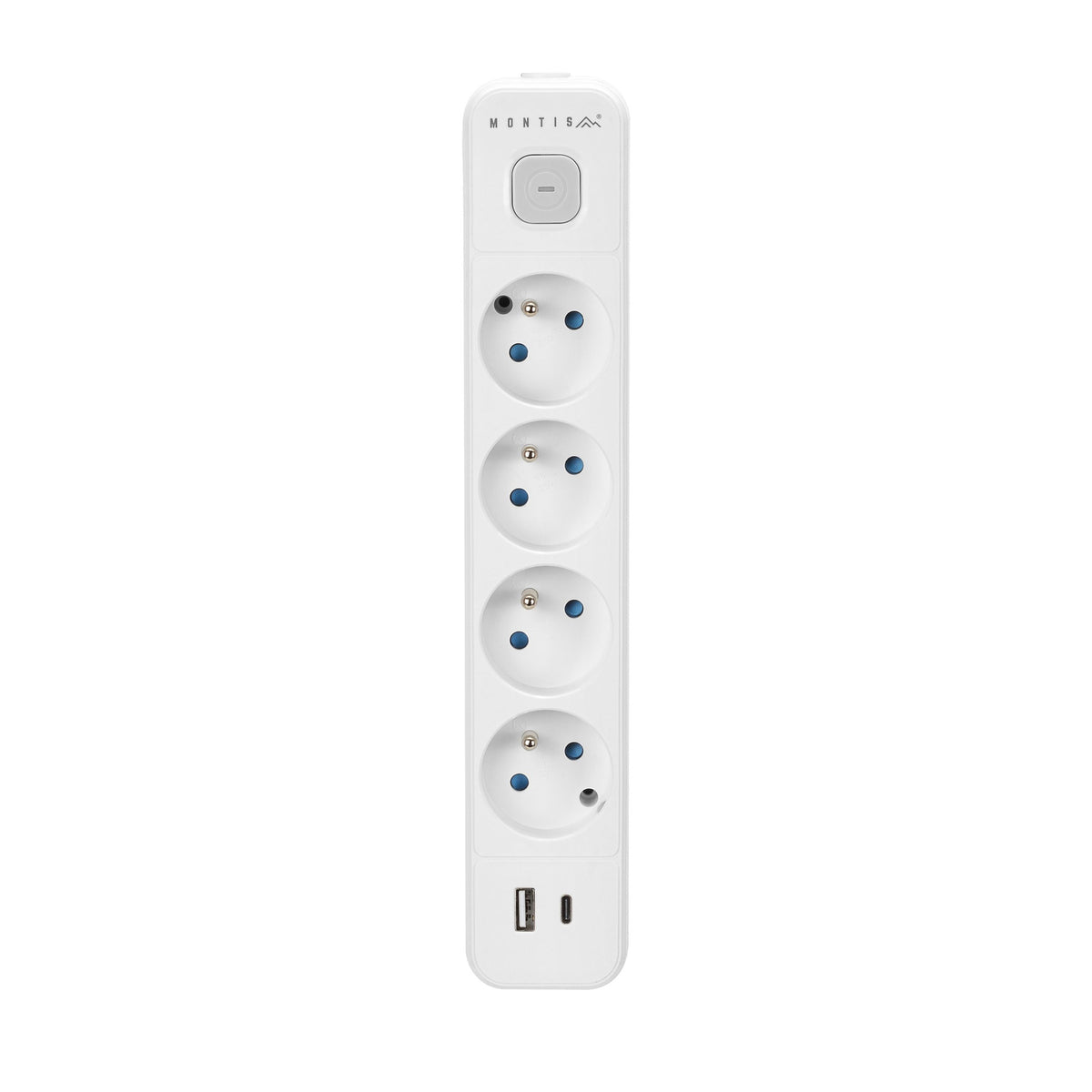 Przedłużacz elektryczny biało-szary 4-gniazdowy z USB MONTIS 3m MT186-WG-3