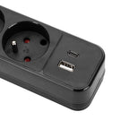 Przedłużacz elektryczny czarny 3-gniazdowy z USB MONTIS 1,5m MT185-BK-1,5