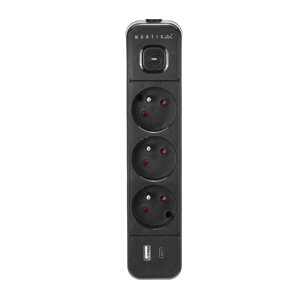 Przedłużacz elektryczny czarny 3-gniazdowy z USB MONTIS 5m MT185-BK-5