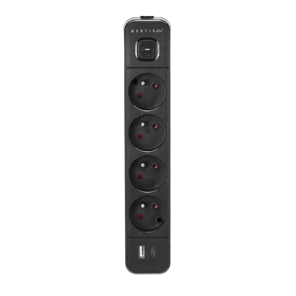 Przedłużacz elektryczny czarny 4-gniazdowy z USB MONTIS 3m MT186-BK-3