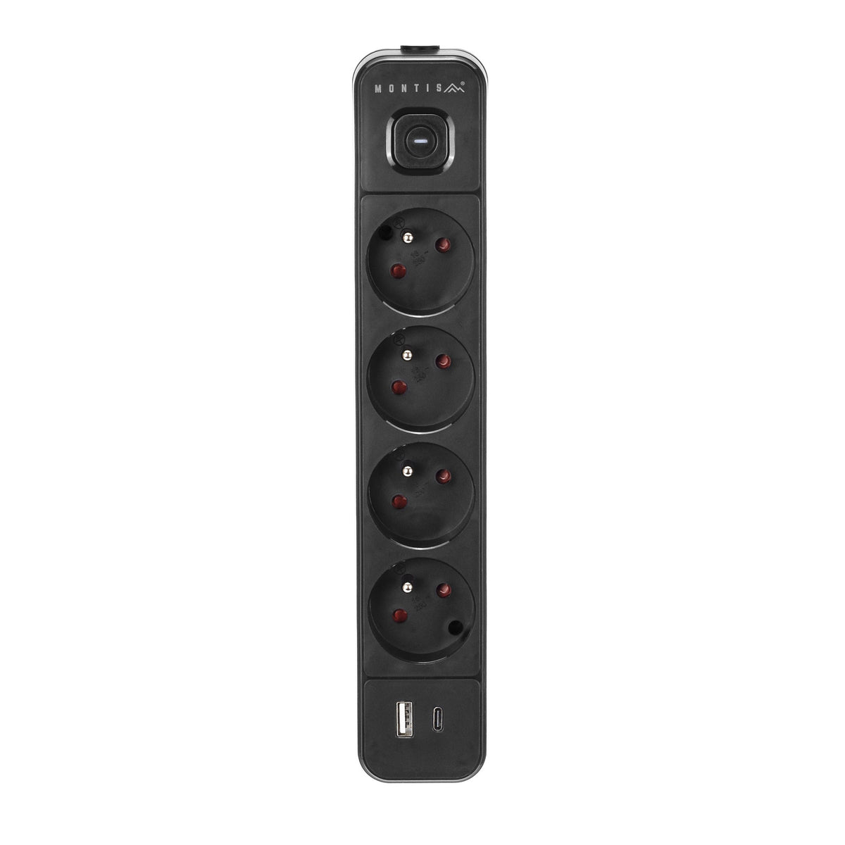 Przedłużacz elektryczny czarny 4-gniazdowy z USB MONTIS 3m MT186-BK-3