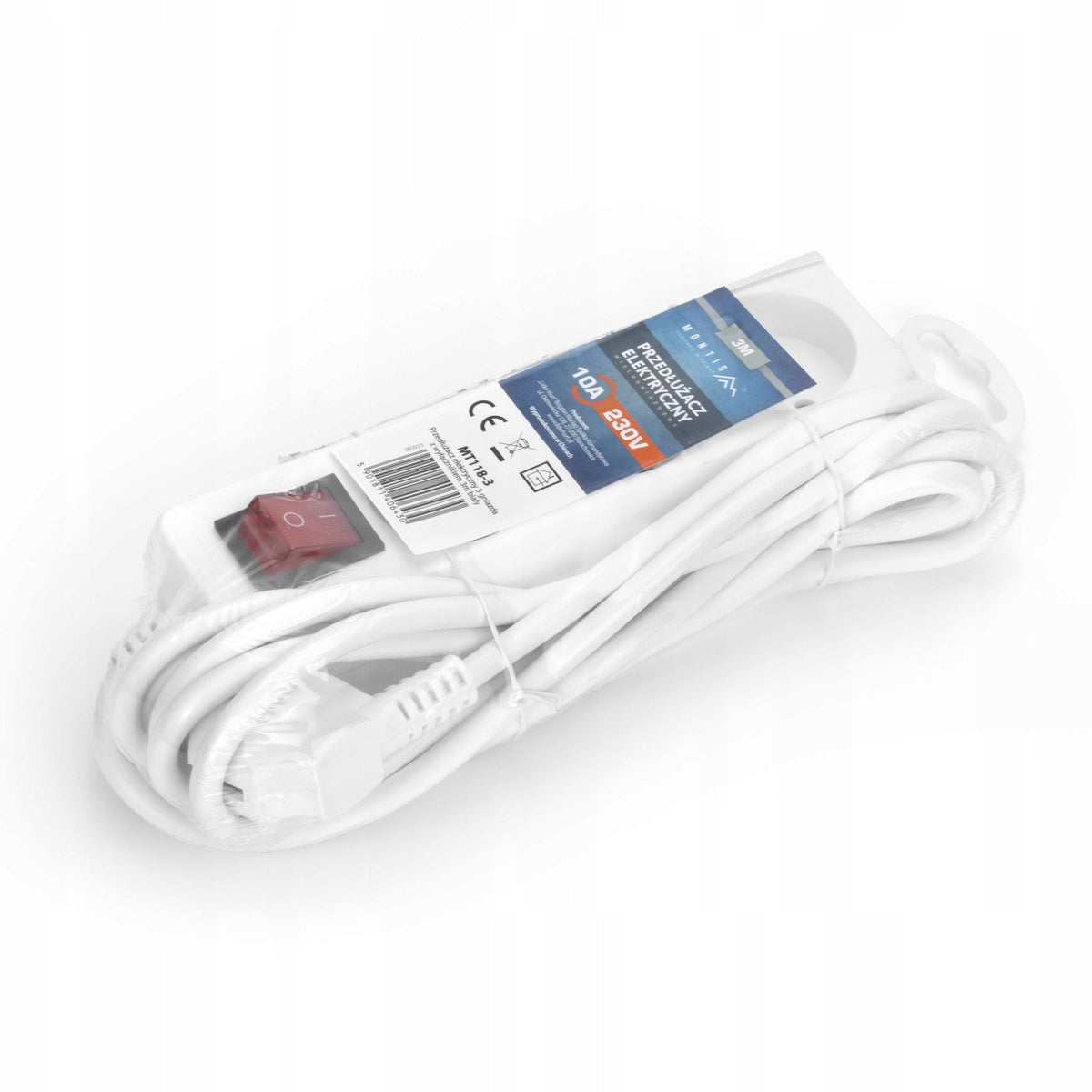 Przedłużacz listwowy Montis 2 m 3 szt. gniazd biały IP20 16A 230V