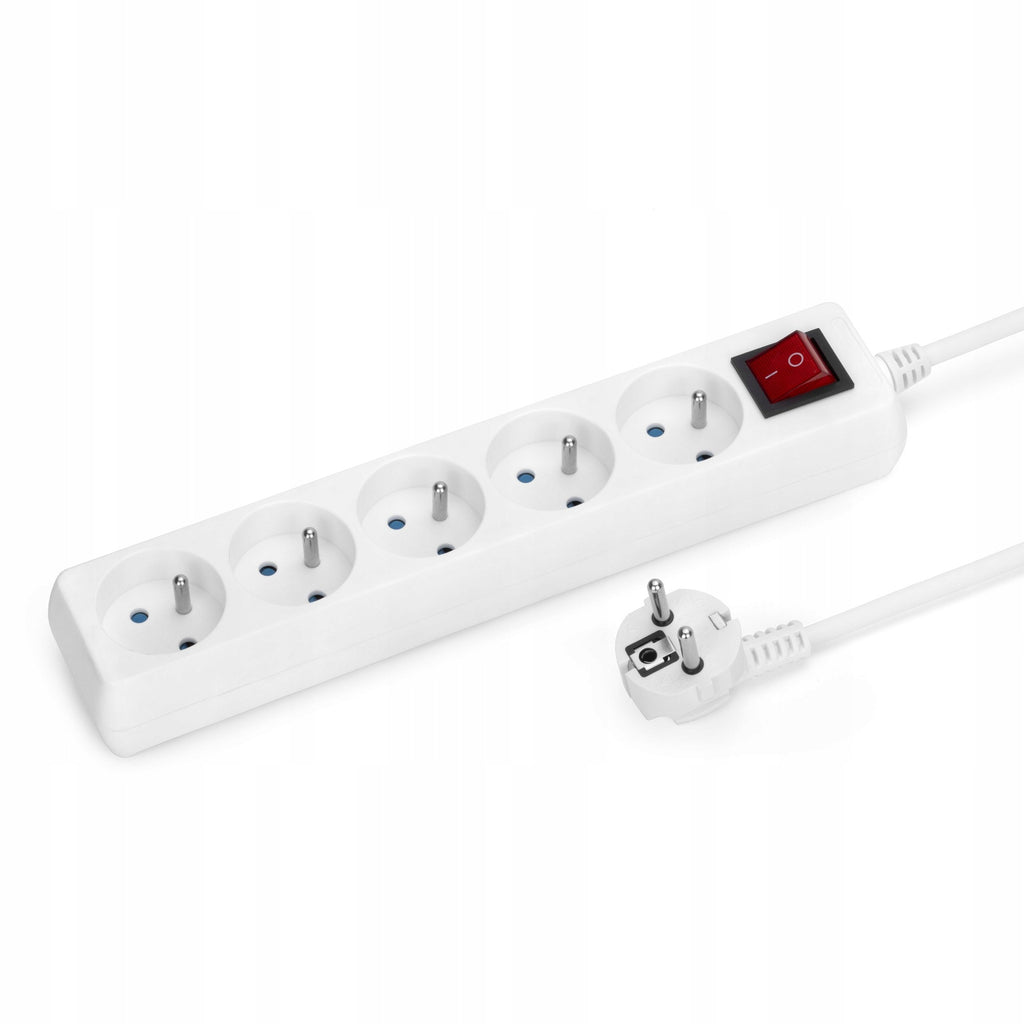 Przedłużacz listwowy Montis 2 m 5 szt. gniazd biały 20IP 16A 230V ON/OFF