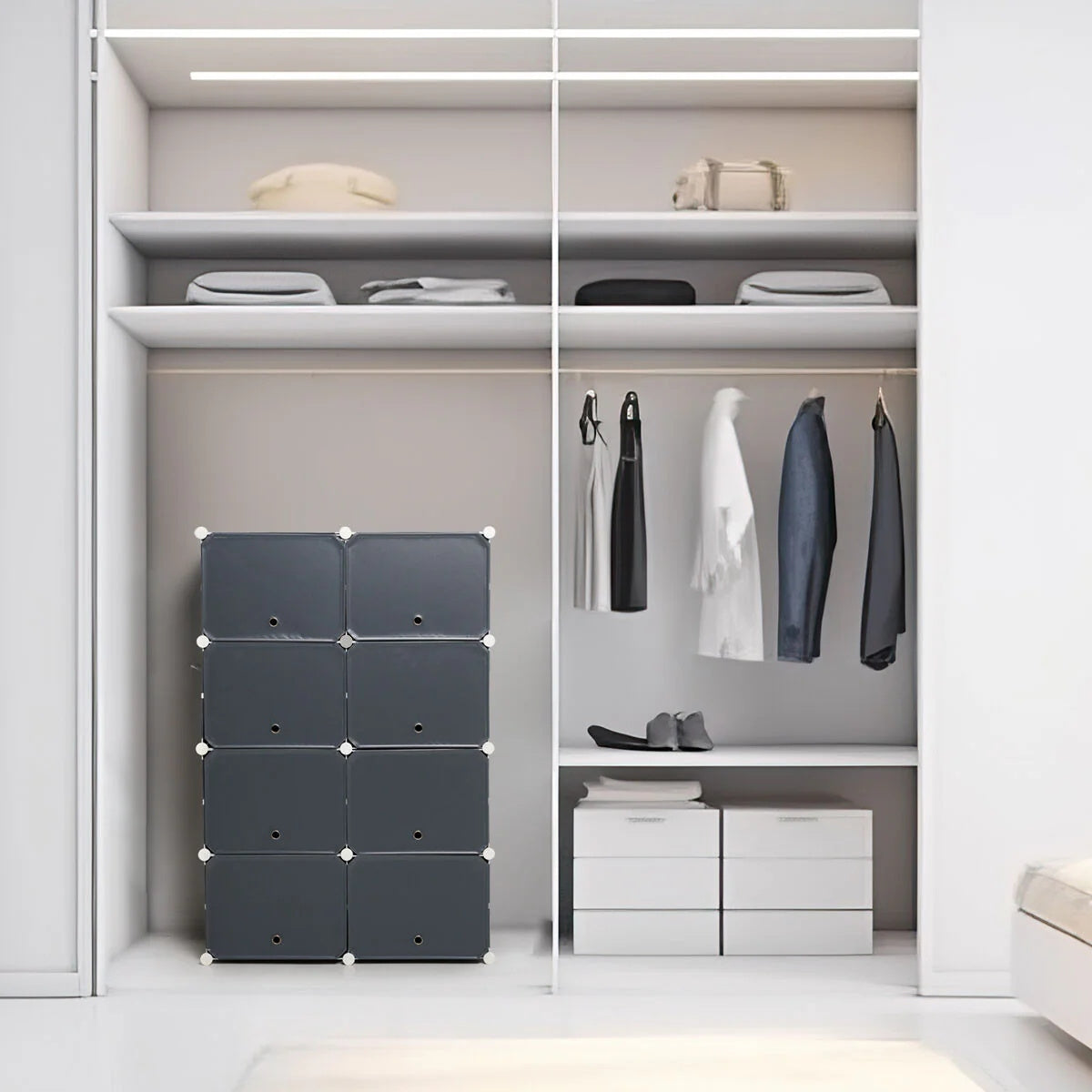 Przenośna modułowa szafka na buty obuwie InnovaGoods szara / grey