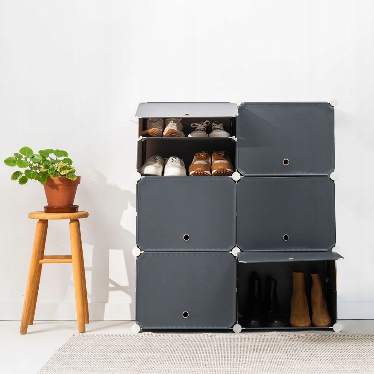 Przenośna modułowa szafka na buty obuwie InnovaGoods szara / grey