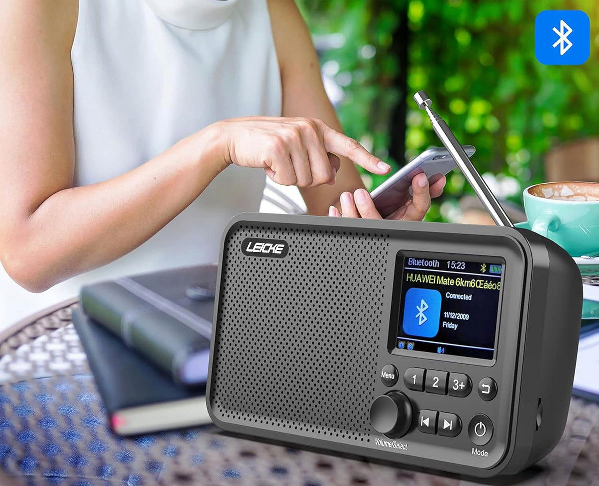 Przenośne radio LEICKE z Bluetooth, DAB/FM, 2,41'', 4000mAh, microSD/TF/AUX