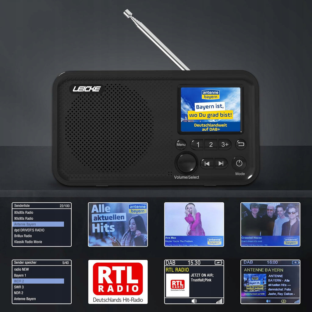 Przenośne radio LEICKE z Bluetooth, DAB/FM, 2,41'', 4000mAh, microSD/TF/AUX