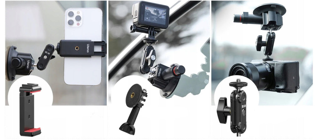 Przyssawka Ulanzi SC-01 z Magic Arm, uchwytem do smartfona i kamer GoPro