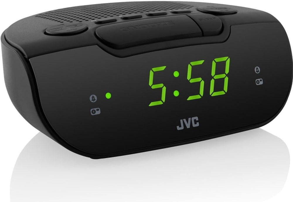 Radiobudzik radio FM budzik JVC czarne funkcjonalne estetyczne eleganckie