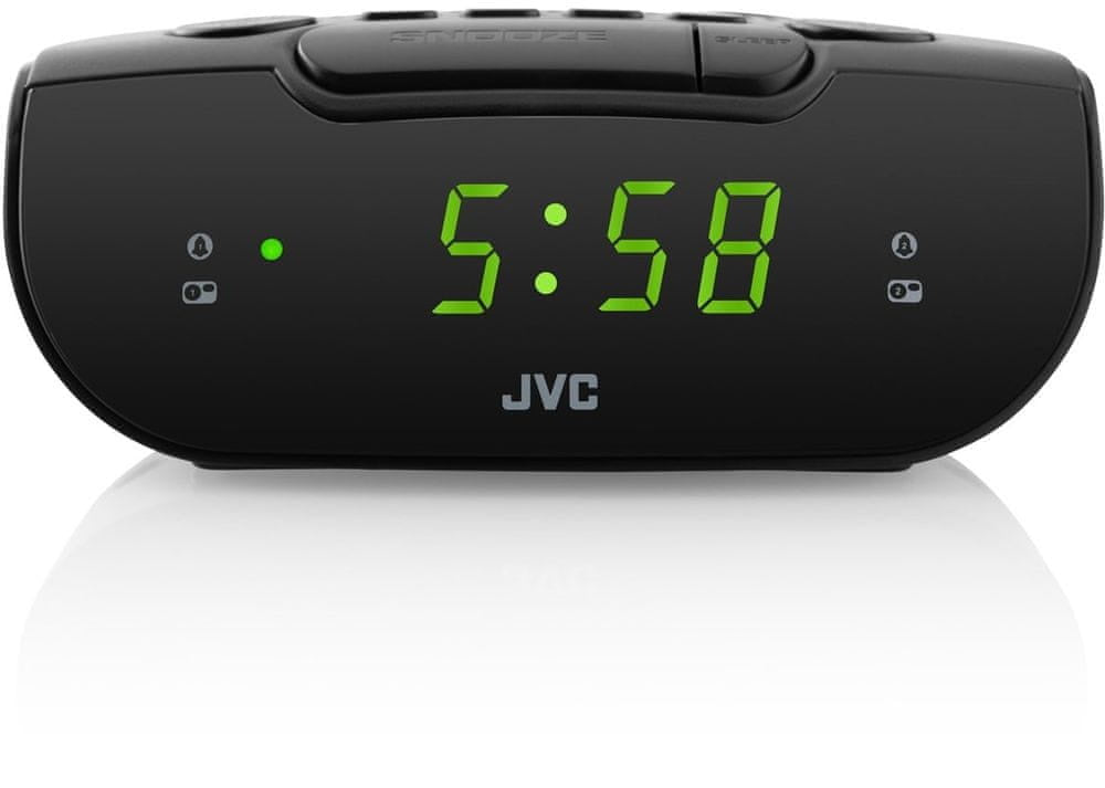 Radiobudzik radio FM budzik JVC czarne funkcjonalne estetyczne eleganckie