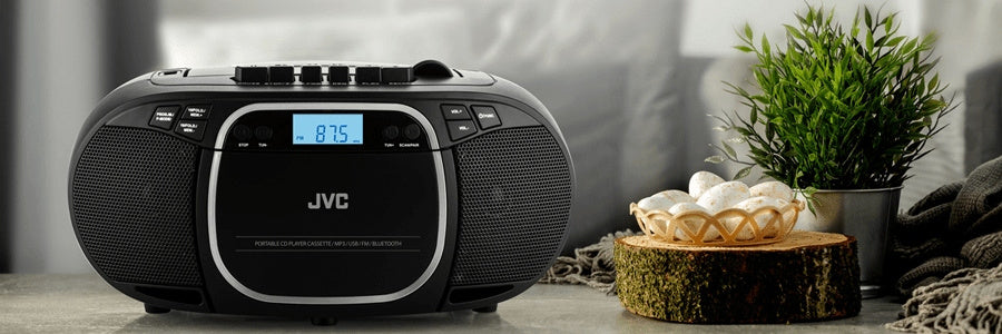 Radioodtwarzacz radio FM boombox JVC cd USB Bluetooth AUX 3W