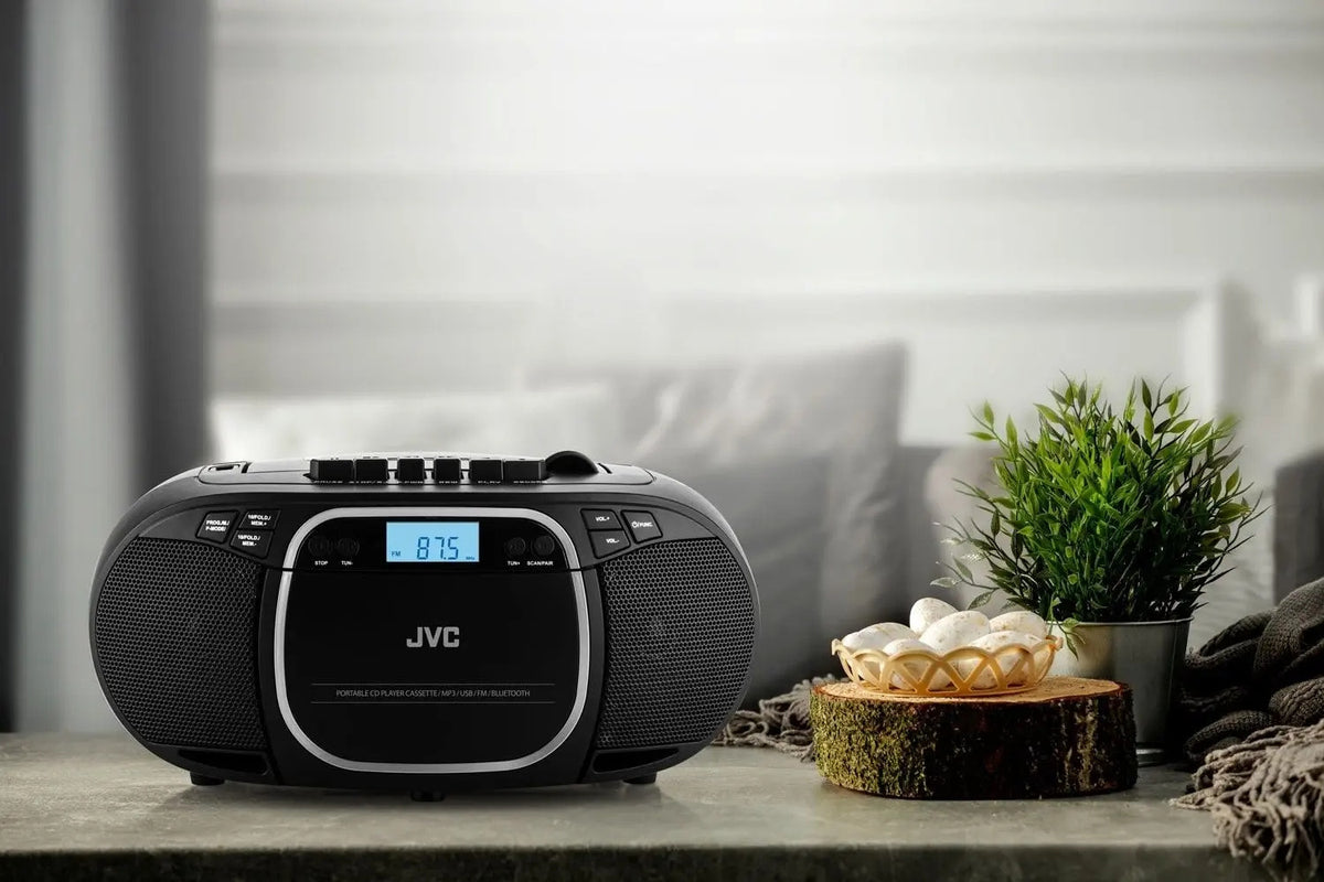 Radioodtwarzacz radio FM boombox JVC cd USB Bluetooth AUX 3W