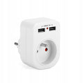 Rozgałeźnik sieciowy elektryczny złodziejka ładowarka x 2 USB 2.1A