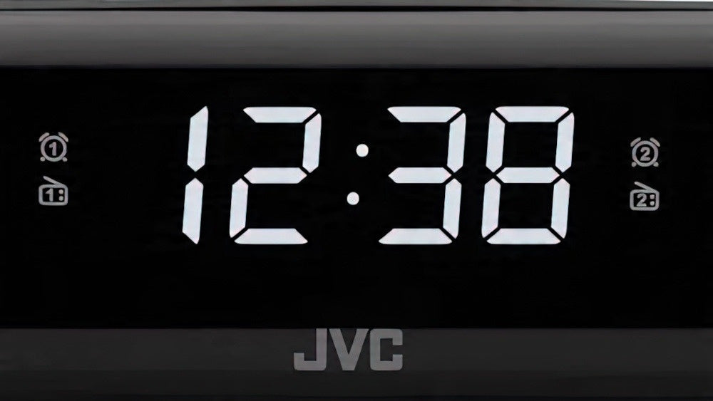 Radio sieciowo-bateryjne AM, FM JVC RA-E211B z budzikiem cyfrowy zegar
