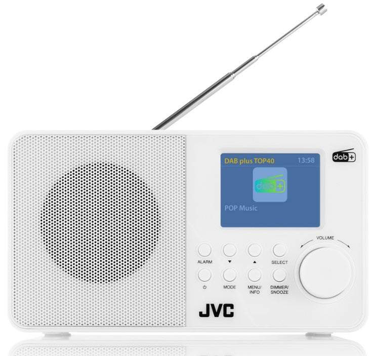 Radio sieciowo-bateryjne DAB+, FM JVC RA-E611W-DAB BestTuneTM z budzikiem