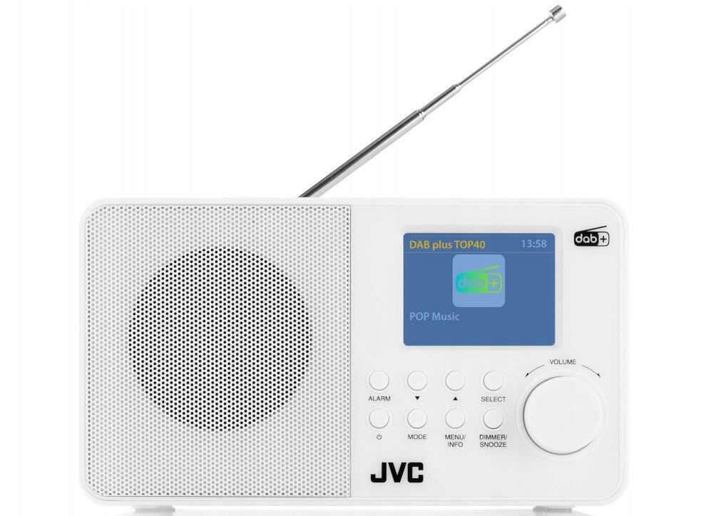 Radio sieciowo-bateryjne DAB+, FM JVC RA-E611W-DAB BestTuneTM z budzikiem
