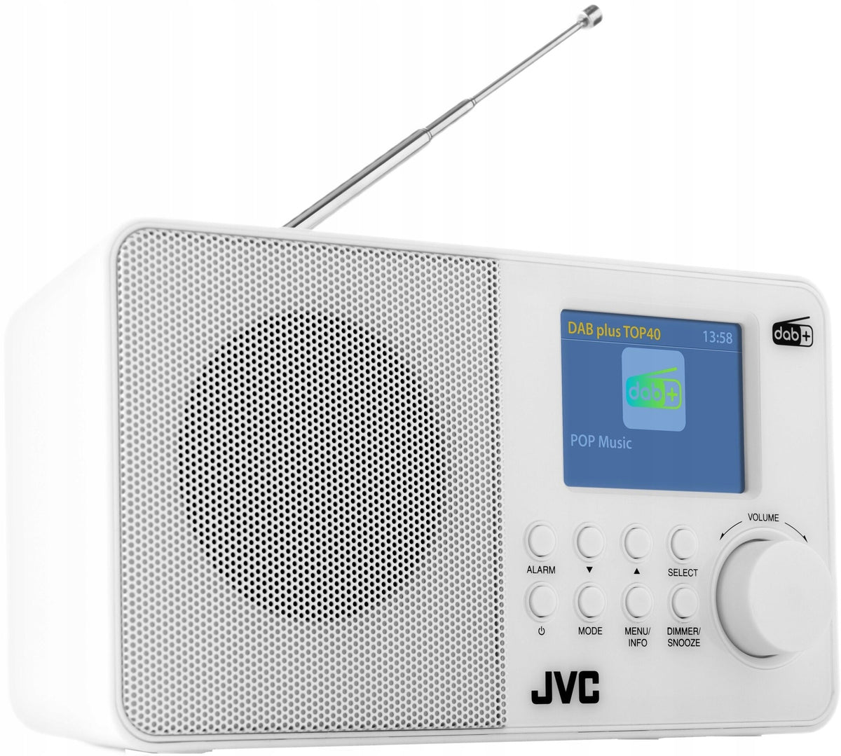 Radio sieciowo-bateryjne DAB+, FM JVC RA-E611W-DAB BestTuneTM z budzikiem