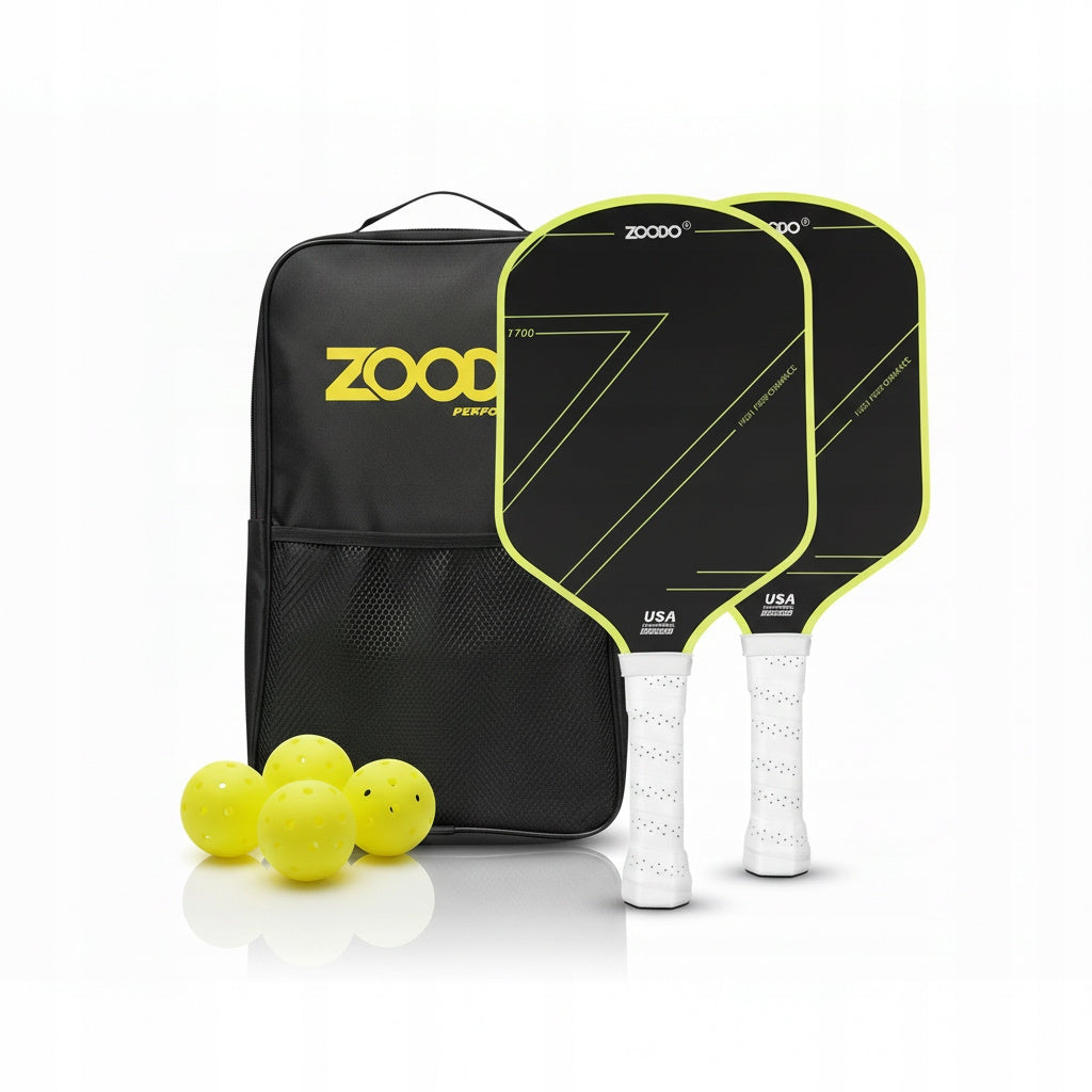 Rakiety do pickleball ZOODO P2 T700 carbon fiber neon green + 4 piłki USAPA
