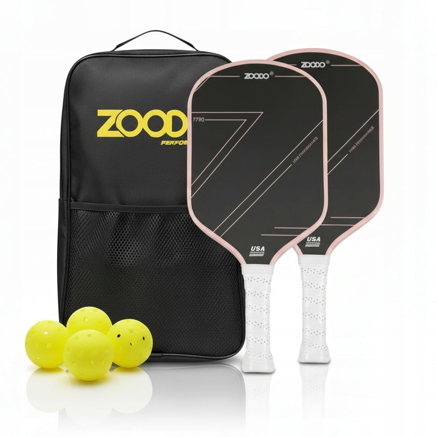 Rakiety do pickleball ZOODO P2 T700 carbon fiber różowy + 4 piłki USAPA
