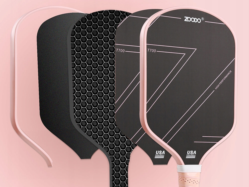 Rakiety do pickleball ZOODO P2 T700 carbon fiber różowy + 4 piłki USAPA